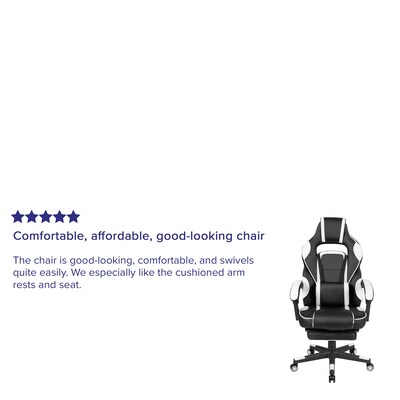 Flash Furniture X40 Ergonomic LeatherSoft Swivel Gaming Massaging Chair, White (CH00288WH)