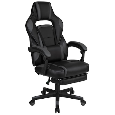 Flash Furniture X40 Ergonomic LeatherSoft Swivel Gaming Massaging Chair, Black/Gray (CH00288BK)