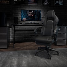 Flash Furniture X40 Ergonomic LeatherSoft Swivel Gaming Massaging Chair, Black/Gray (CH00288BK)