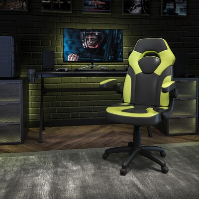 Flash Furniture X10 LeatherSoft Ergonomic Swivel Gaming Chair, Neon Green/Black (CH00095GN)