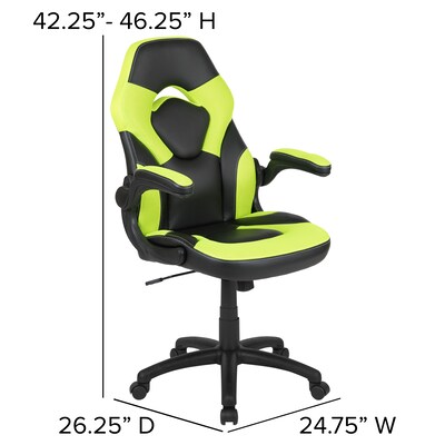 Flash Furniture X10 LeatherSoft Ergonomic Swivel Gaming Chair, Neon Green/Black (CH00095GN)