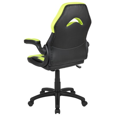 Flash Furniture X10 Ergonomic LeatherSoft Swivel Gaming Chair, Neon Green/Black (CH00095GN)