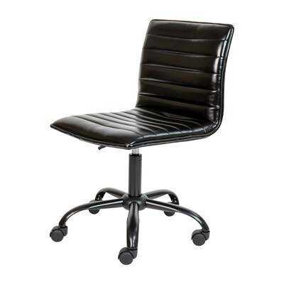 Flash Furniture Alan Armless Vinyl Swivel Low Back Task Office Chair, Black/Black (DS512BBKBK)