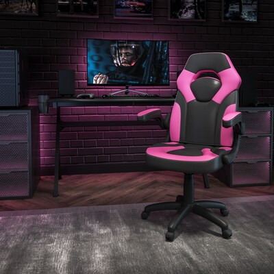 Flash Furniture X10 LeatherSoft Ergonomic Swivel Gaming Chair, Pink/Black (CH00095PK)