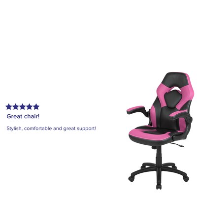 Flash Furniture X10 LeatherSoft Ergonomic Swivel Gaming Chair, Pink/Black (CH00095PK)