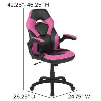 Flash Furniture X10 Ergonomic LeatherSoft Swivel Gaming Chair, Pink/Black (CH00095PK)