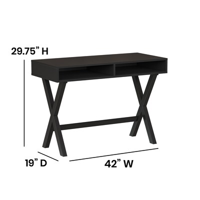 Flash Furniture 42"W Home Office Writing Computer Desk with Open Storage Compartments, Black (GCMBLK61BK)