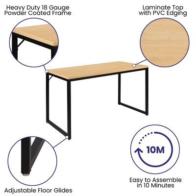 Flash Furniture 47"W Tiverton Industrial Modern Commercial Grade Office Computer Desk, Wood Grain (GCGF15612MAPBK)