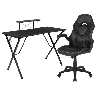 Flash Furniture 52W Gaming Desk and Black Racing Chair Set, Black (BLNX10RSG1031BK)