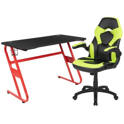 Flash Furniture 52W Gaming Desk and Green/Black Racing Chair Set, Black (BLNX10RSG1030GN)