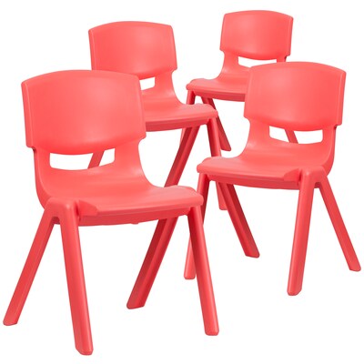 Flash Furniture Plastic Student Stacking Chair, Red, 4-Pieces (4YUYCX4005RED)