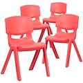 Flash Furniture Whitney Plastic Student Stackable Chair, Red, 4 Pack (4YUYCX4005RED)