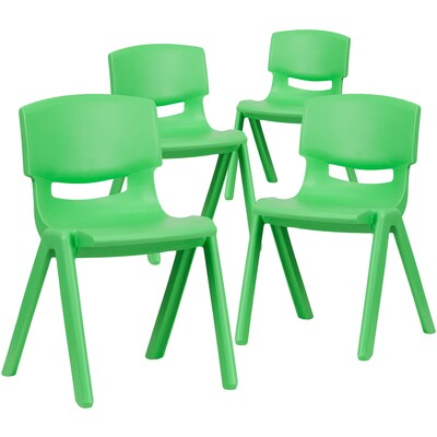 Flash Furniture Whitney Plastic Student Stackable Chair, Green, 4 Pack (4YUYCX4004GREEN)