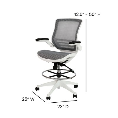 Flash Furniture Mesh Mid-Back Drafting Stool with Lumbar Support, Gray/White (BLLB8801XDGRWH)