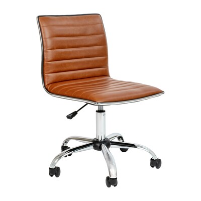 Flash Furniture Alan Armless Vinyl Swivel Low Back Task Office Chair, Brown/Chrome (DS512BBR)