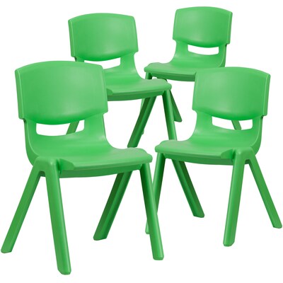 Flash Furniture Plastic Student Stacking Chair, Green, 4-Pieces (4YUYCX4005GREEN)