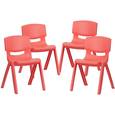 Flash Furniture Whitney Plastic Student Stackable Chair, Red, 4 Pack (4YUYCX4004RED)