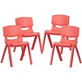 Flash Furniture Whitney Plastic Student Stackable Chair, Red, 4 Pack (4YUYCX4004RED)