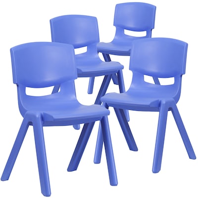 Flash Furniture Whitney Plastic Student Stackable Chair, Blue, 4 Pack (4YUYCX4005BLUE)