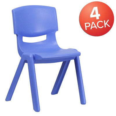 Flash Furniture Whitney Plastic Student Stackable Chair, Blue, 4 Pack (4YUYCX4005BLUE)