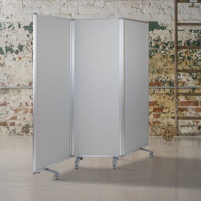 Flash Furniture Double Sided Mobile Magnetic Whiteboard/Cloth Partition with Lockable Casters, 72"H x 24"W (BRPTT0013MP6183)