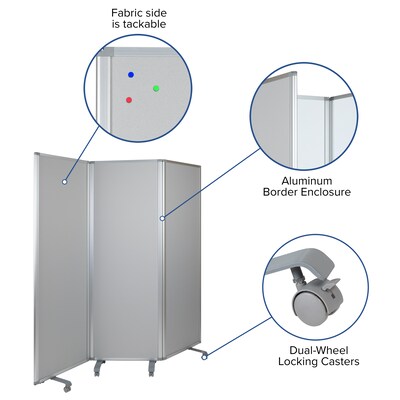 Flash Furniture Double Sided Mobile Magnetic Whiteboard/Cloth Partition with Lockable Casters, 72"H x 24"W (BRPTT0013MP6183)