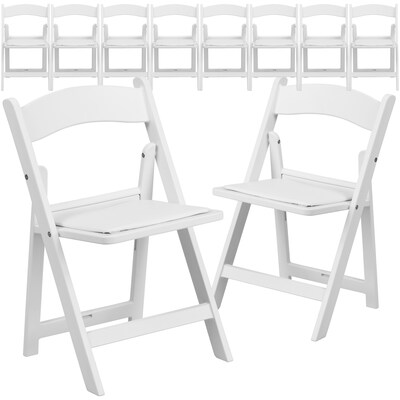Flash Furniture Resin Kids Folding Event Party Chair with Vinyl Padded Seat, White, 10-Pieces (10LEL1K)