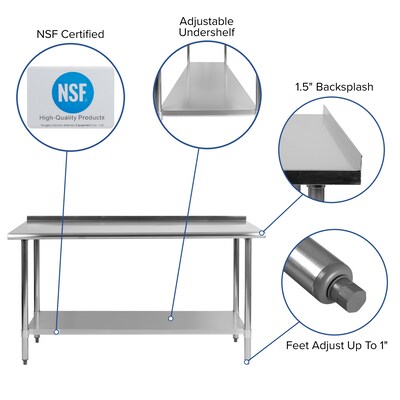 Flash Furniture Prep Table, 60"W x 24"D (NHWT2460BSP)