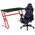 Flash Furniture 52W Gaming Desk with Blue Reclining Gaming Chair with Footrest, Black (BLNX30RSG1030BL)