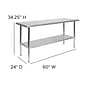 Flash Furniture Prep Table, 60"W x 24"D (NHWT2460)