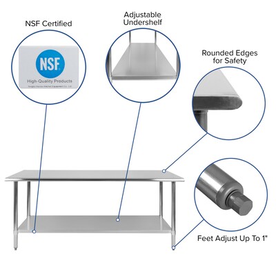 Flash Furniture Prep Table, 72"W x 30"D (NHWT3072)