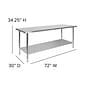 Flash Furniture Prep Table, 72"W x 30"D (NHWT3072)