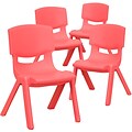 Flash Furniture Plastic School Chair with 10.5 Seat Height, Red, 4-Pieces (4YUYCX4003RED)