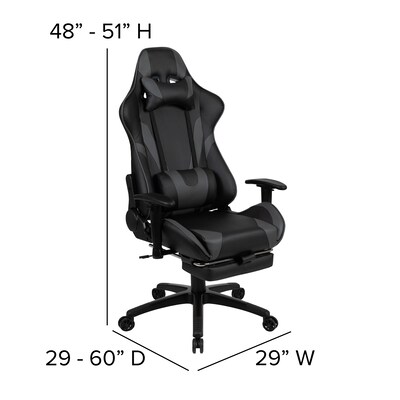 Flash Furniture 52"W Gaming Desk with Gray Reclining Gaming Chair with Footrest, Black (BLNX30RSG1031GY)
