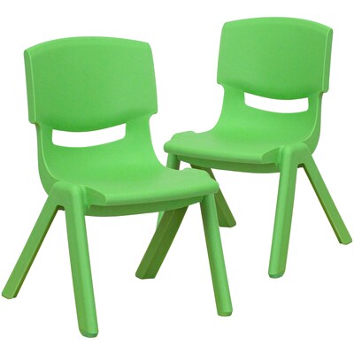 Flash Furniture Plastic School Chair with 10.5 Seat Height, Green, 2-Pieces (2YUYCX003GREEN)