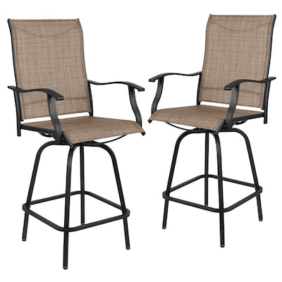 Flash Furniture Valerie All-Weather Textilene Swivel Patio Stools, Brown, 2/Pack (2ETSWVLPTO30)