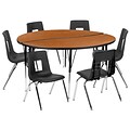 Flash Furniture Emmy 60 Round Activity Table Set, Height Adjustable, Oak/Black (XUG16CHA60HCOTA)