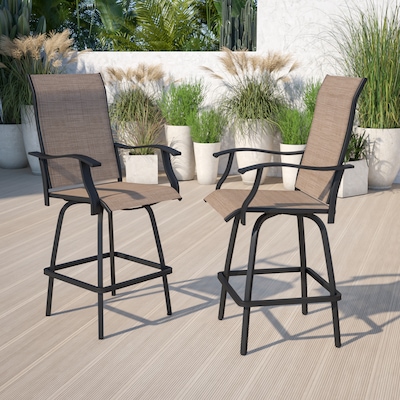 Flash Furniture Valerie All-Weather Textilene Swivel Patio Stools, Brown, 2/Pack (2ETSWVLPTO30)