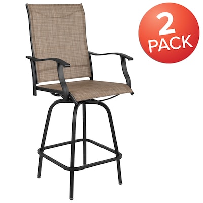 Flash Furniture Valerie All-Weather Textilene Swivel Patio Stools, Brown, 2/Pack (2ETSWVLPTO30)
