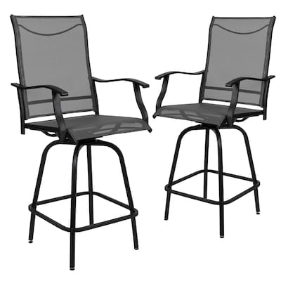 Flash Furniture Valerie All-Weather Textilene Swivel Patio Stools, Gray, 2/Pack (2ETSWVLPTO30GR)