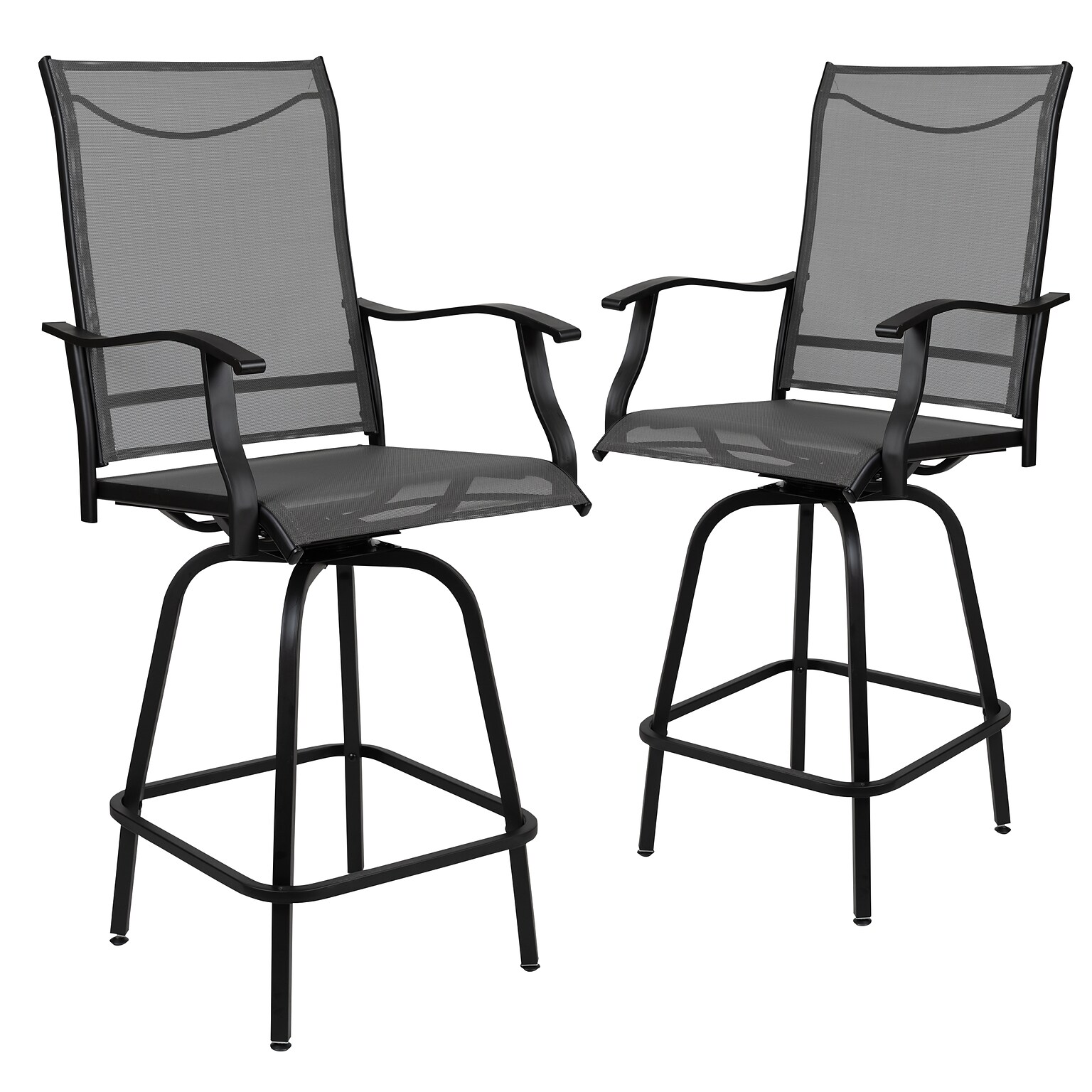 Flash Furniture Valerie All-Weather Textilene Swivel Patio Stools, Gray, 2/Pack (2ETSWVLPTO30GR)