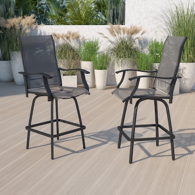 Flash Furniture Valerie All-Weather Textilene Swivel Patio Stools, Gray, 2/Pack (2ETSWVLPTO30GR)