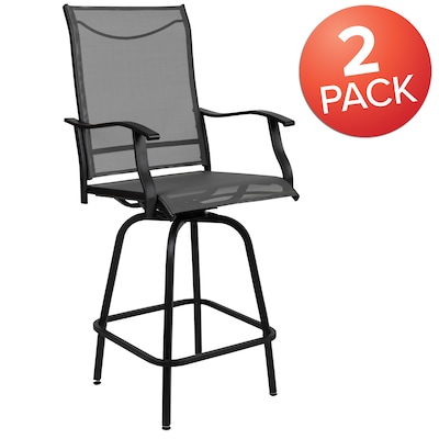Flash Furniture Valerie All-Weather Textilene Swivel Patio Stools, Gray, 2/Pack (2ETSWVLPTO30GR)