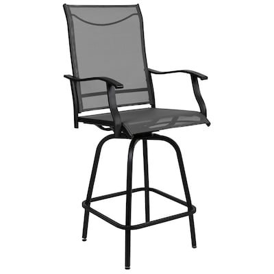 Flash Furniture Valerie All-Weather Textilene Swivel Patio Stools, Gray, 2/Pack (2ETSWVLPTO30GR)