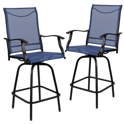 Flash Furniture Valerie All-Weather Textilene Swivel Patio Stools, Navy, 2/Pack (2ETSWVLPTO30NV)
