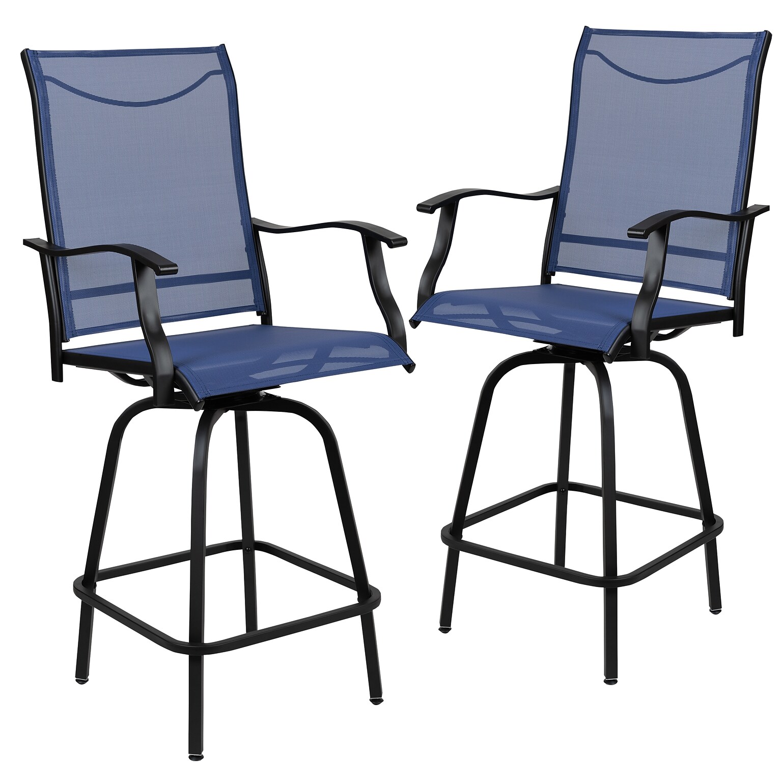 Flash Furniture Valerie All-Weather Textilene Swivel Patio Stools, Navy, 2/Pack (2ETSWVLPTO30NV)