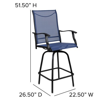 Flash Furniture Valerie All-Weather Textilene Swivel Patio Stools, Navy, 2/Pack (2ETSWVLPTO30NV)