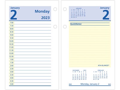 2023 AT-A-GLANCE QuickNotes 6 x 3.5 Daily Loose-Leaf Desk Calendar Refill, Blue/Yellow (E517-50-23