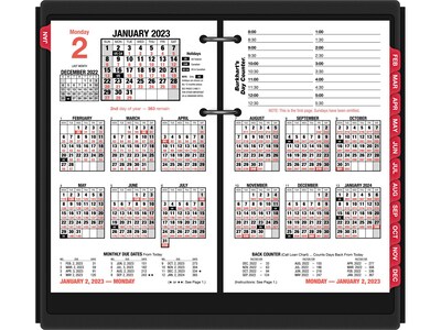 2023 AT-A-GLANCE Burkharts Day Counter 7.5 x 4.5 Daily Loose-Leaf Desk Calendar Refill, Black/Red