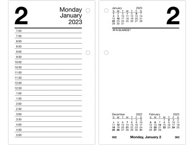 2023 AT-A-GLANCE 6 x 3.5 Daily Loose-Leaf Desk Calendar Refill, White/Black (E717T-50-23)